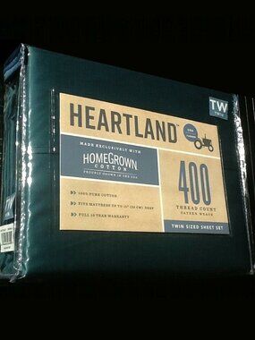 brand new EMERALD GREEN Heartland 400 TC 100% Cotton Sateen Weave TWIN Sheet Set
